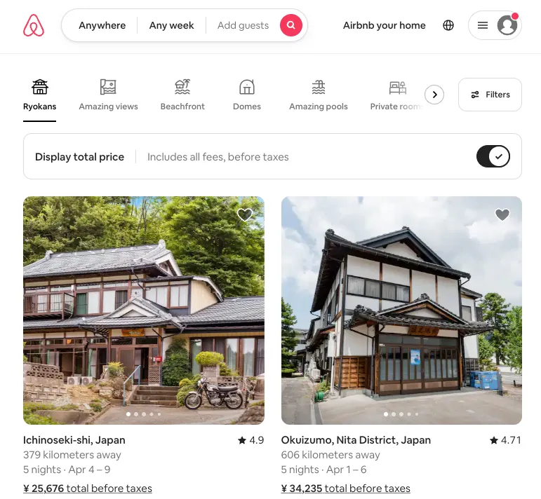 airbnb ビジュアル・アンカー