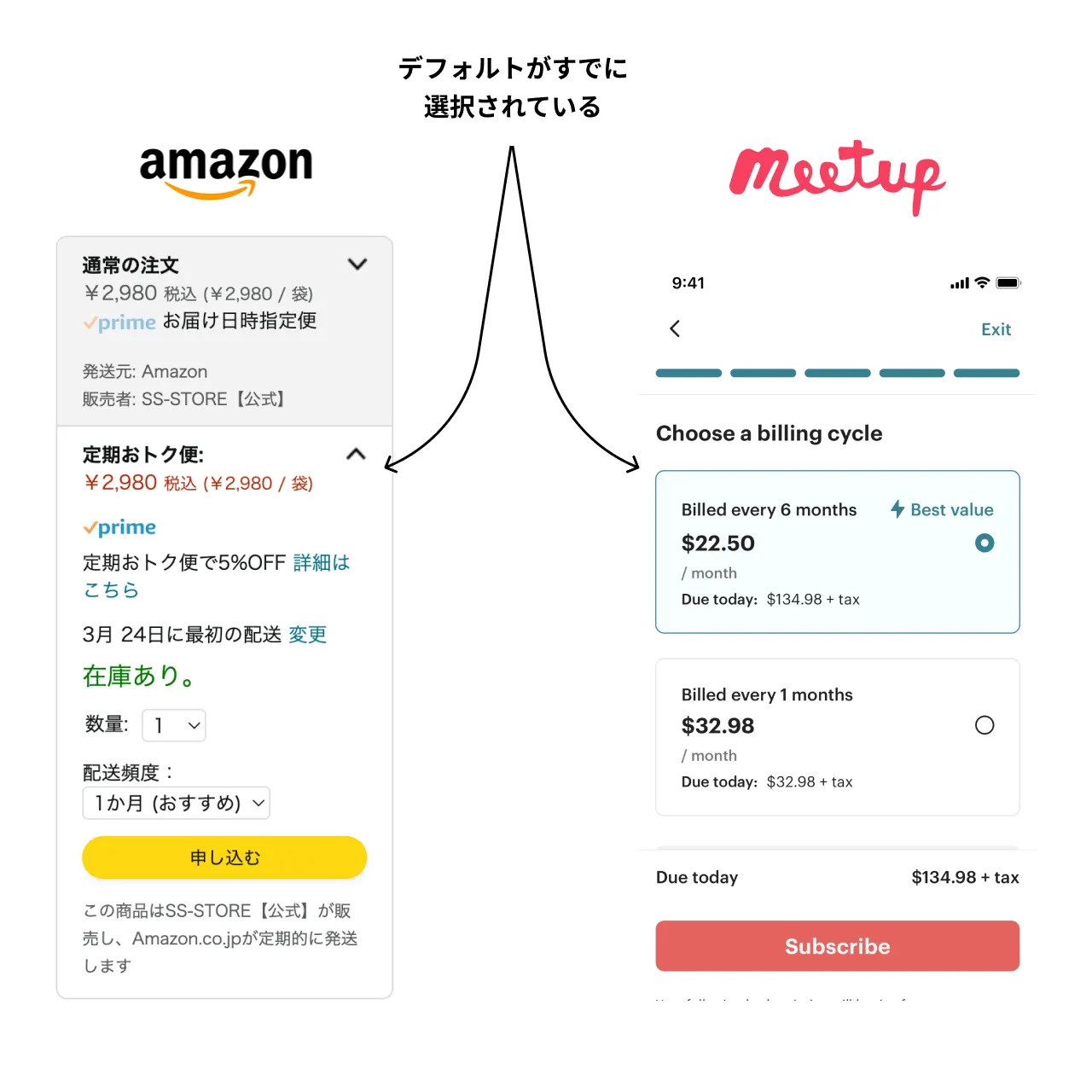 amazon meetup デフォルト効果 Default Bias UX 例